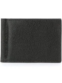 Thom Browne Money Clip Wallet In Black Pebble Grain
