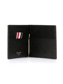 Thom Browne Money Clip Wallet In Black Pebble Grain