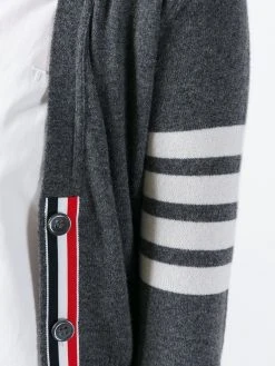 New 🥰 Thom Browne Classic V Neck Cardigan In Cashmere With White 4 Bar Sleeve Stripe cardigans of women 🥰 9 Thom Browne Classic V-Neck Cardigan In Cashmere With White 4-Bar Sleeve Stripe