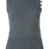 Thom Browne Sleeveless crew neck Shell Top With 4-Bar Stripe In Medium Grey Cashmere