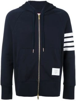Thom Browne 4-Bar jersey zip-up hoodie