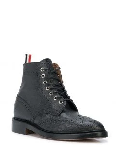 Thom Browne Wingtip Boot In Black Pebble Grain