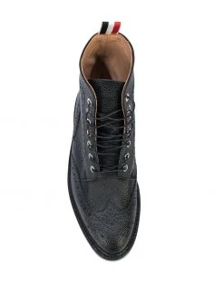 Thom Browne Wingtip Boot In Black Pebble Grain