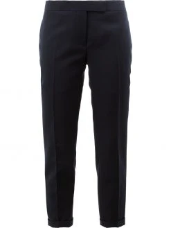 Thom Browne Lowrise Skinny Trousers In Navy 2-Ply Wool Fresco