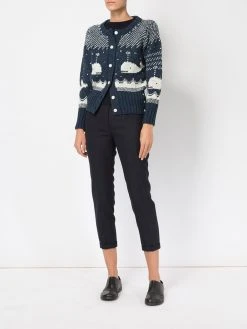 Thom Browne Lowrise Skinny Trousers In Navy 2-Ply Wool Fresco