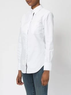 Thom Browne Classic Long Sleeve Button Down Shirt In White Oxford