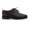 Thom Browne Classic Longwing Brogue Flat In Black Pebble Grain