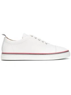 Thom Browne Straight Toe Cap Trainer In Pebble Grain