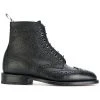 Thom Browne Wingtip Brogue Boot With Leather Sole In Black Pebble Grain