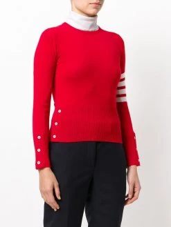 Thom Browne Classic crew neck Pullover Cashmere with 4-Bar Sleeve Stripe
