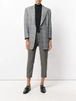 Thom Browne Lowrise Skinny Trousers In Medium Grey 2-Ply Wool Fresco