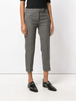 Thom Browne Lowrise Skinny Trousers In Medium Grey 2-Ply Wool Fresco