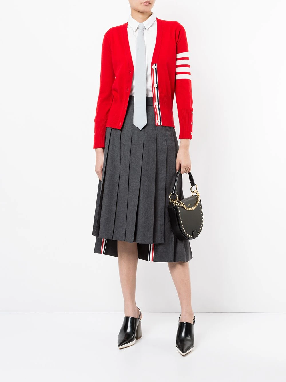 Wholesale ❤️ Thom Browne Classic V Neck Cardigan in White 4 Bar Stripe In Cashmere cardigans of women ✔️ 2 Thom Browne Classic V-Neck Cardigan in White 4-Bar Stripe In Cashmere