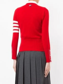 Wholesale ❤️ Thom Browne Classic V Neck Cardigan in White 4 Bar Stripe In Cashmere cardigans of women ✔️ 8 Thom Browne Classic V-Neck Cardigan in White 4-Bar Stripe In Cashmere