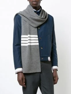Thom Browne 4-Bar Stripe Cashmere Rib Scarf