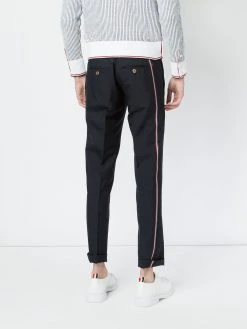 Cheapest β Thom Browne Low Rise Skinny Trouser With Red, White And Blue Selvedge Back Leg Placement In School Uniform Plain Weave tailored pants of men π 8 Thom Browne Low Rise Skinny Trouser With Red, White And Blue Selvedge Back Leg Placement In School Uniform Plain Weave