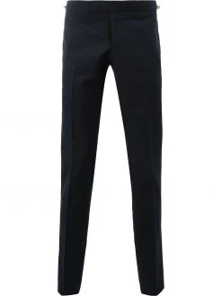 Thom Browne Low Rise Skinny Trouser With Red, White And Blue Selvedge Back Leg Placement In School Uniform Plain Weave
