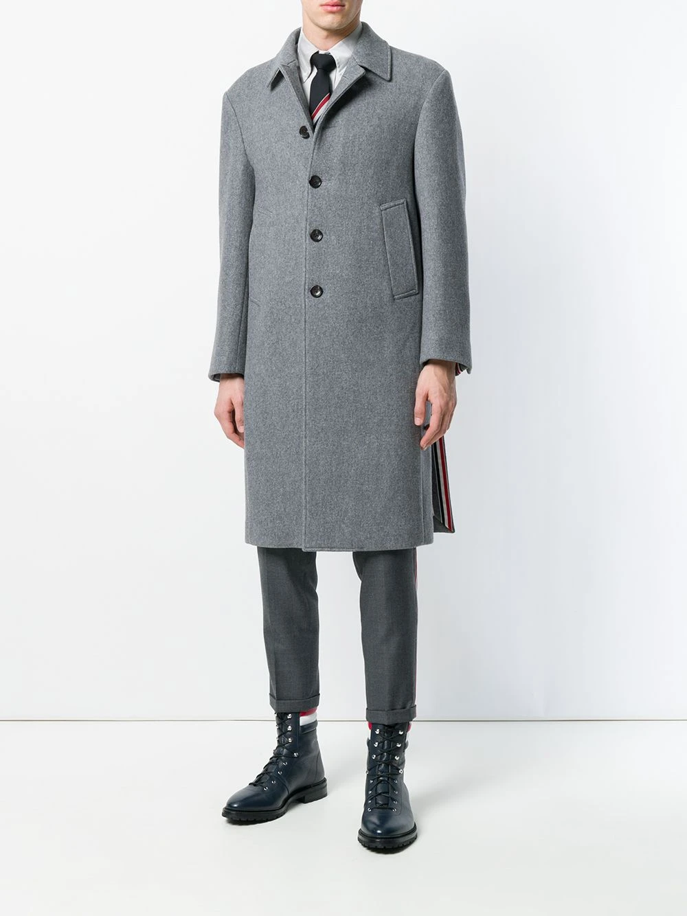 Coupon π Thom Browne Center Back Stripe Unconstructed Relaxed Fit Bal Collar Overcoat single breasted coats of men β 2 Thom Browne Center-Back Stripe Unconstructed Relaxed Fit Bal Collar Overcoat