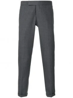 Thom Browne Engineered Striped Side Seam Solid Wool Twill Skinny Trouser