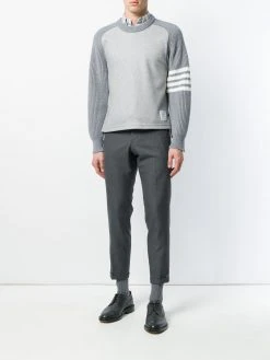 Thom Browne Engineered Striped Side Seam Solid Wool Twill Skinny Trouser