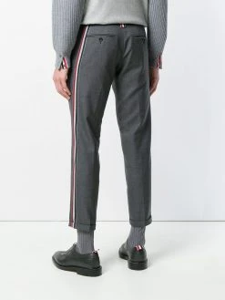 Thom Browne Engineered Striped Side Seam Solid Wool Twill Skinny Trouser