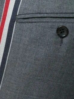 Thom Browne Engineered Striped Side Seam Solid Wool Twill Skinny Trouser