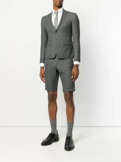 Thom Browne Engineered Striped Side Seam Solid Wool Twill Skinny Shorts