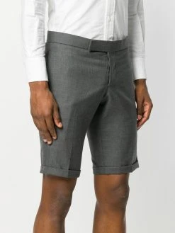 Thom Browne Engineered Striped Side Seam Solid Wool Twill Skinny Shorts