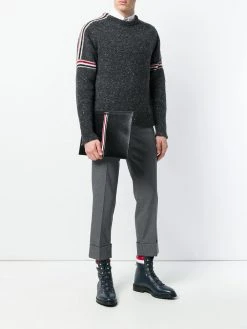 Thom Browne Vertical Intarsia Stripe Leather Medium Document Holder