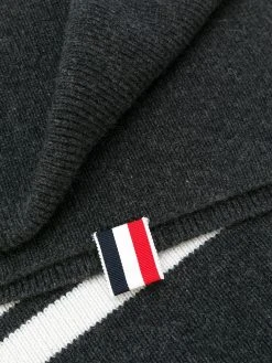 Thom Browne Full Needle Rib Scarf With White 4-Bar Stripe In Cashmere
