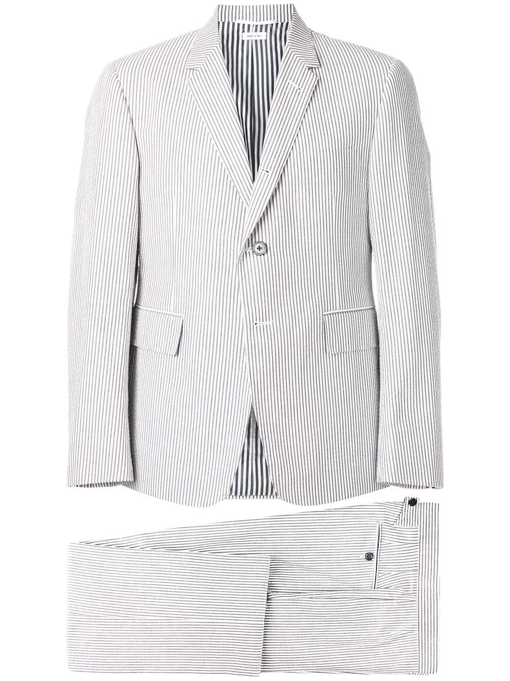 Discount β Thom Browne Seersucker Suit With Tie single breasted suits of men 𧨠1 Thom Browne Seersucker Suit With Tie