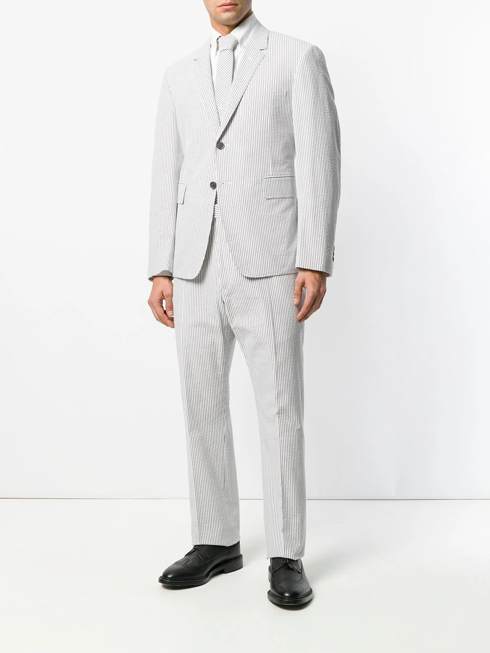 Discount β Thom Browne Seersucker Suit With Tie single breasted suits of men 𧨠2 Thom Browne Seersucker Suit With Tie