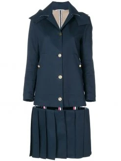 Thom Browne Low-Slung Pleated Mackintosh Overcoat