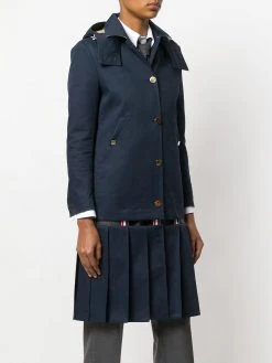 Thom Browne Low-Slung Pleated Mackintosh Overcoat