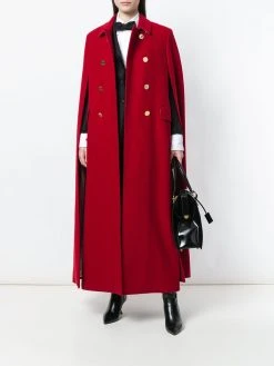 Thom Browne High-Button Pintuck Double-Breasted Cape In Pilot Cloth Melton