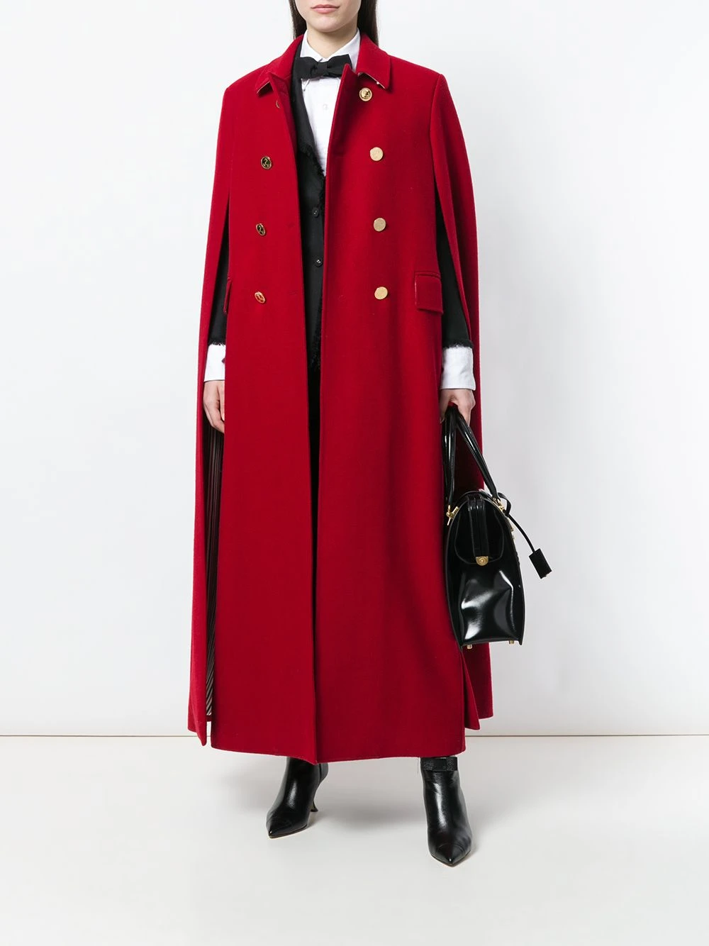 Buy π Thom Browne High Button Pintuck Double Breasted Cape In Pilot Cloth Melton capes of women β 2 Thom Browne High-Button Pintuck Double-Breasted Cape In Pilot Cloth Melton