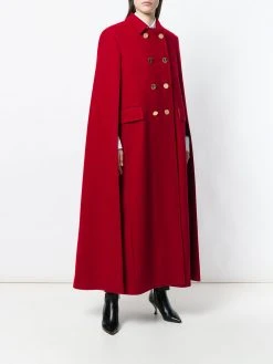 Buy π Thom Browne High Button Pintuck Double Breasted Cape In Pilot Cloth Melton capes of women β 7 Thom Browne High-Button Pintuck Double-Breasted Cape In Pilot Cloth Melton