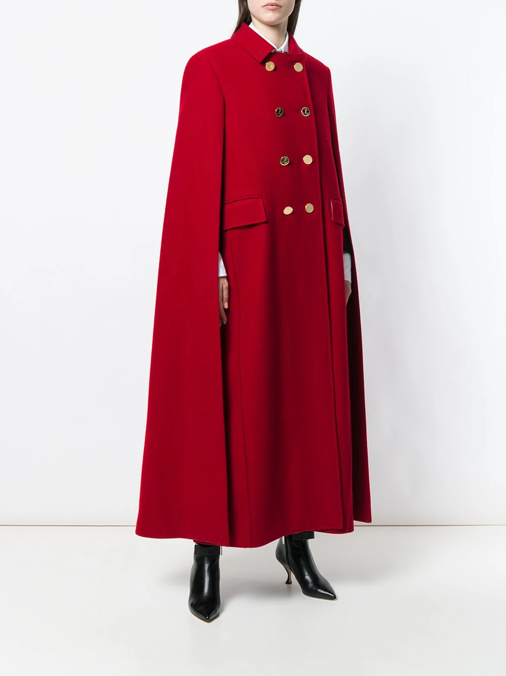 Buy π Thom Browne High Button Pintuck Double Breasted Cape In Pilot Cloth Melton capes of women β 3 Thom Browne High-Button Pintuck Double-Breasted Cape In Pilot Cloth Melton