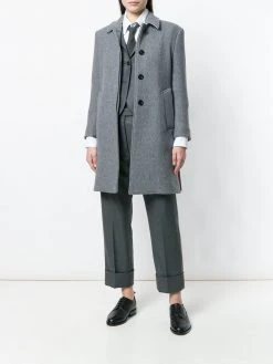 Thom Browne Unlined Bal Collar Overcoat In Boiled Wool