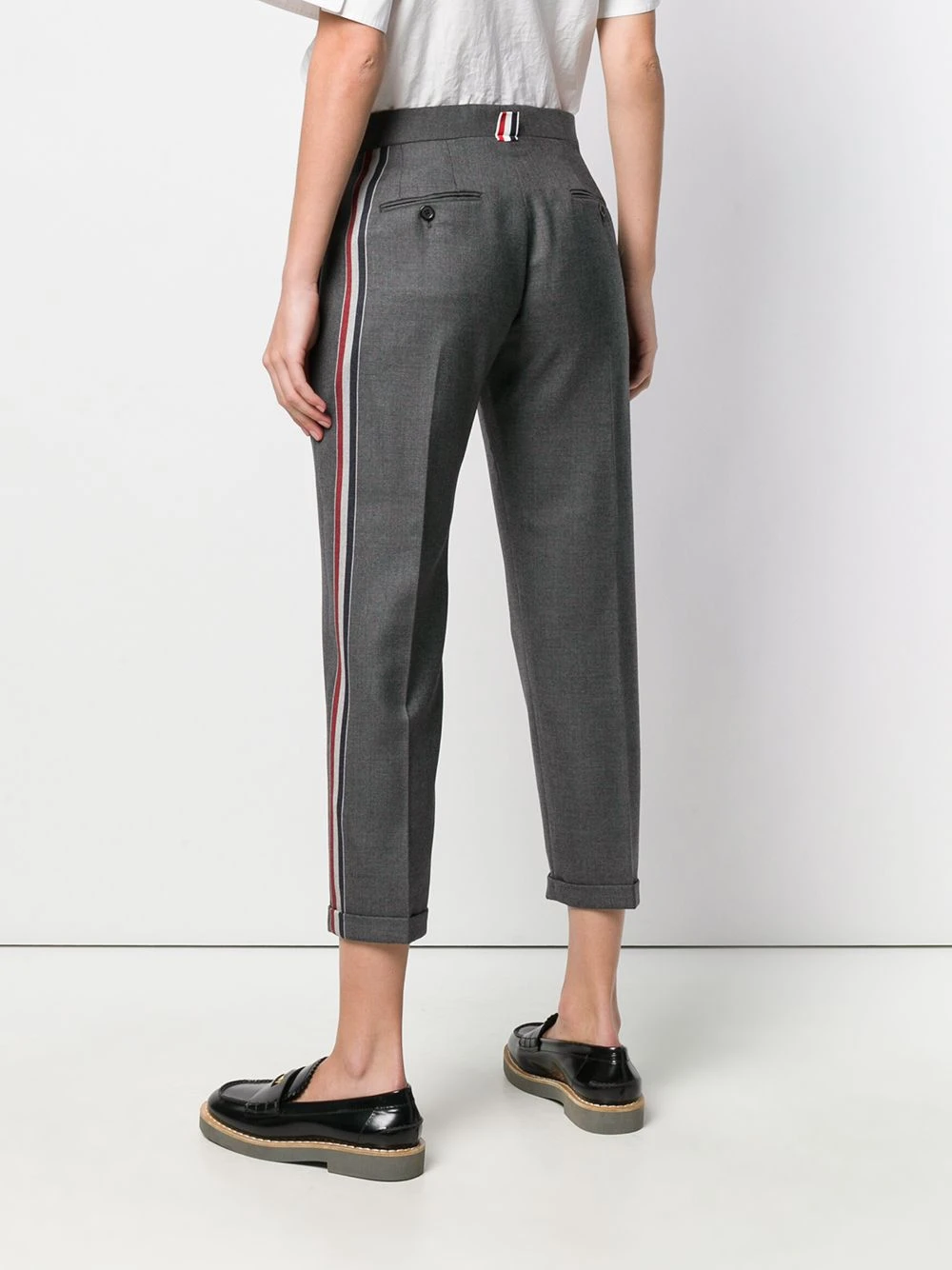 Best Pirce ⭐ Thom Browne Striped Low rise Wool Trouser cropped pants of women ✔️ 4 Thom Browne Striped Low-rise Wool Trouser
