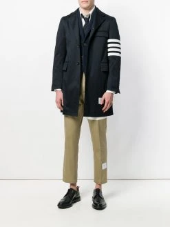 Thom Browne Unconstructed 4-Bar Stripe Classic Chesterfield Overcoat