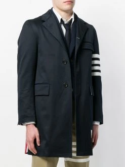 Thom Browne Unconstructed 4-Bar Stripe Classic Chesterfield Overcoat