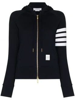 Thom Browne 4-Bar loopback zip-up hoodie
