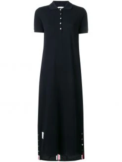 Thom Browne Center-Back Stripe Piqué Polo Dress