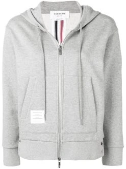 Thom Browne Center-Back Stripe Zip-Up Hoodie