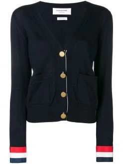 Thom Browne Grosgrain Cuff Wool Cardigan