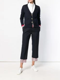 Thom Browne Grosgrain Cuff Wool Cardigan