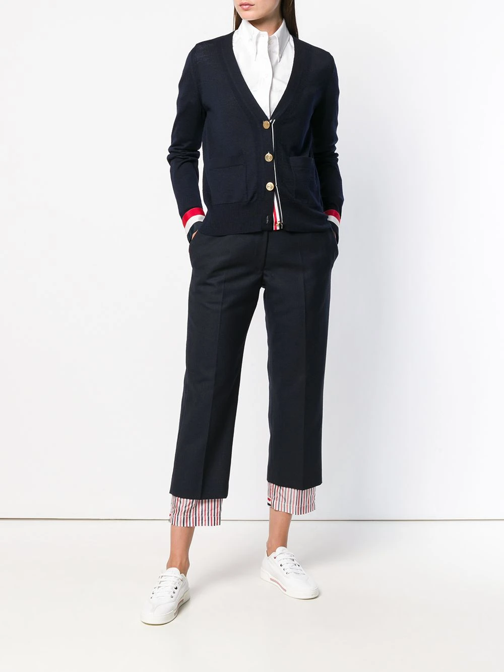 Brand new π Thom Browne Grosgrain Cuff Wool Cardigan cardigans of women β 2 Thom Browne Grosgrain Cuff Wool Cardigan