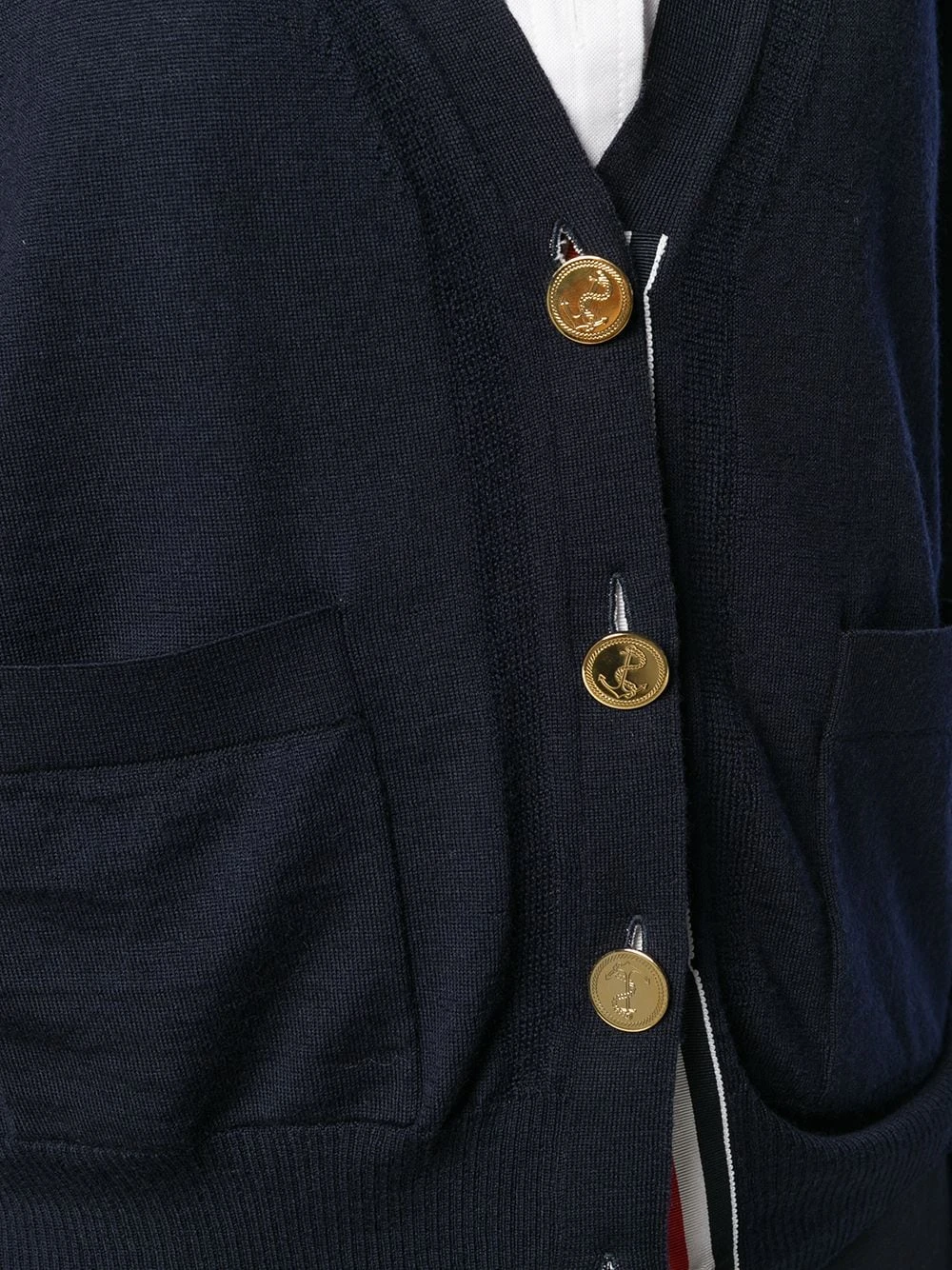 Brand new π Thom Browne Grosgrain Cuff Wool Cardigan cardigans of women β 5 Thom Browne Grosgrain Cuff Wool Cardigan