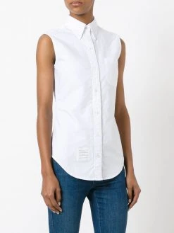 Thom Browne Sleeveless Grosgrain Oxford Shirt